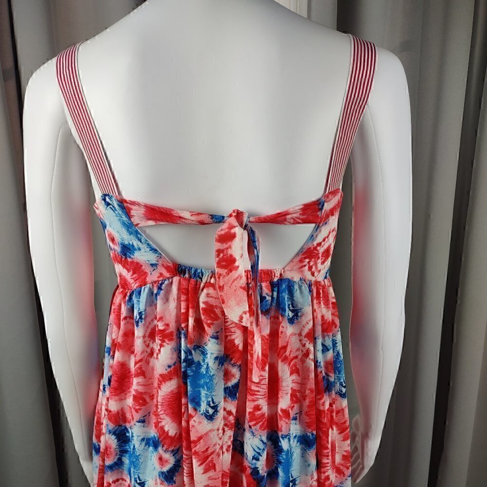 Bonnie Jean Red, White, Blue, Tie Dye Sunflower Dress Size 14 (NWT) - Picture 4 of 11